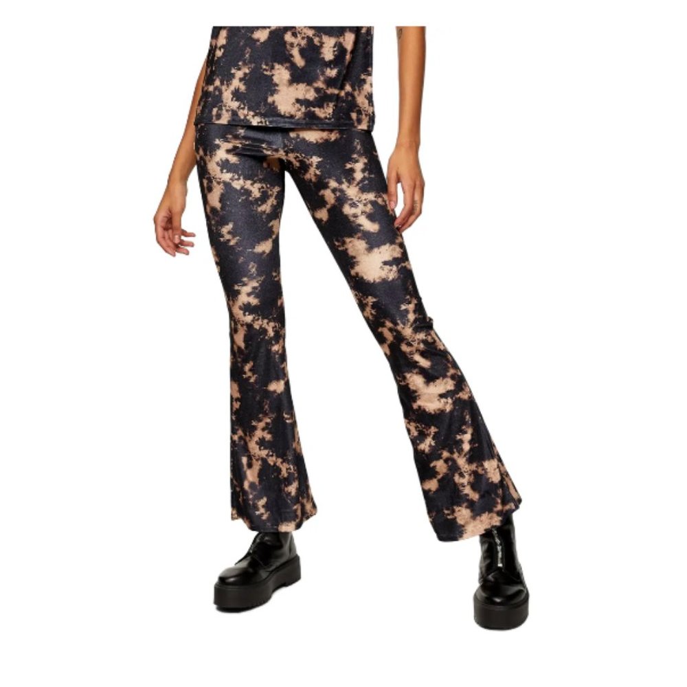 TOPSHOP Tie Dye Velvet Flare Trousers Size 8